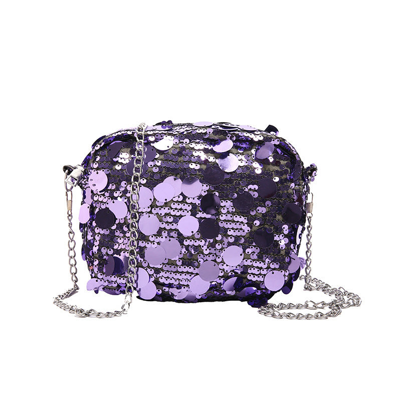 Sac bandoulière à chaîne à paillettes grande capacité pour femme