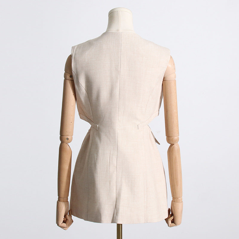 Ensemble trois pièces tailleur pantalon ample coupe décontractée, couleur unie, design élégant, plein de tempérament