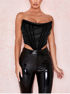 Soutien-gorge en maille à chevrons et gilet court pour femme