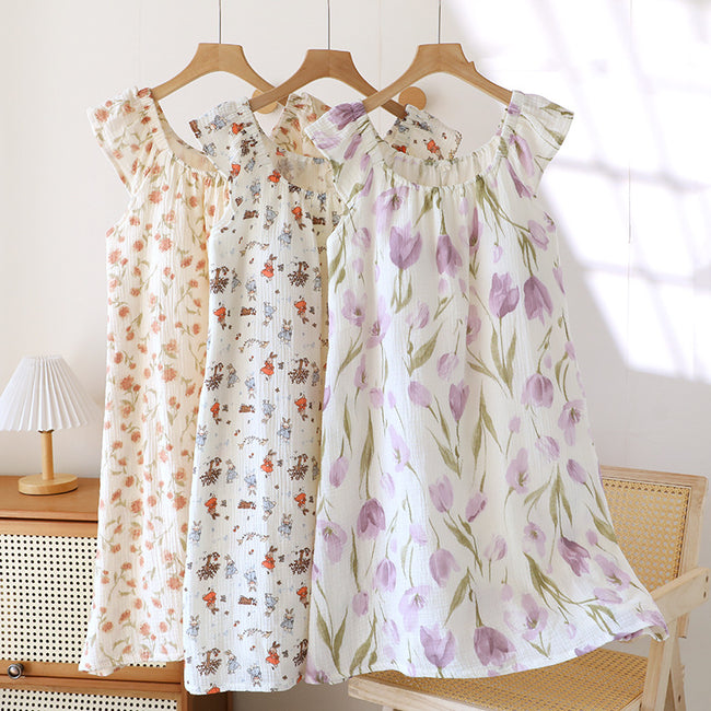 Robe camisole en gaze de coton avec coussinets de poitrine pour femme Hover Image