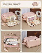 Trousse de Maquillage de Voyage pour Femmes, Organisateur de Cosmétiques Grande Capacité avec Large Ouverture, Trousse de Toilette Étanche et Portable pour un Accès Facile