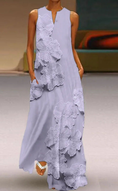 Robe longue femme imprimé peint mode