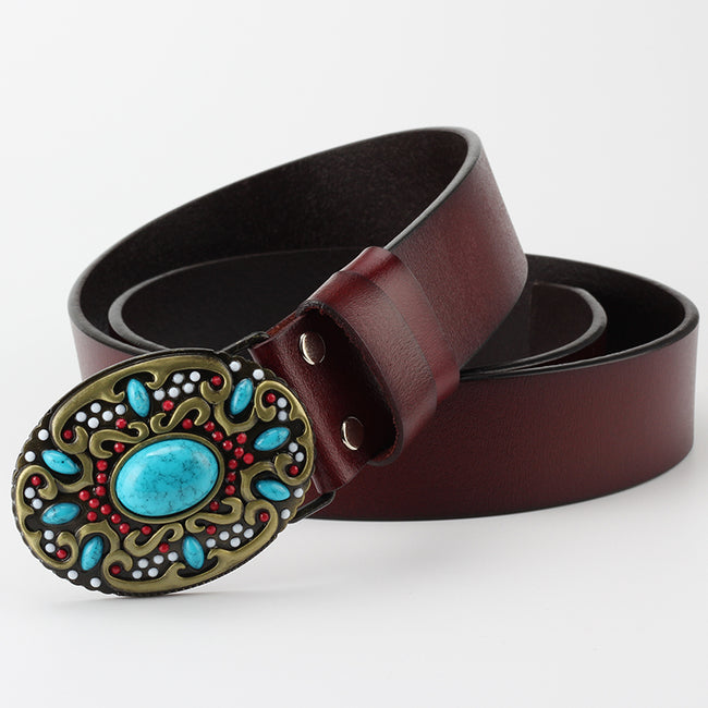 Ceinture Femme en Cuir Perles Décoration Mode Hover Image
