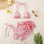 Bikini de protection solaire en maille imprimée pour femme