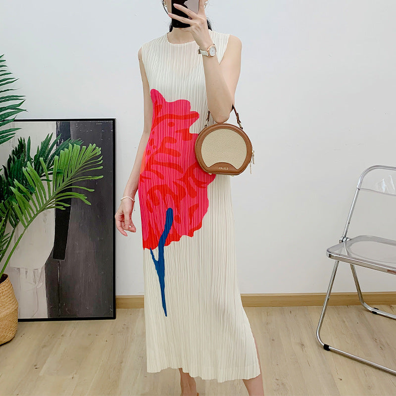 Robe Gilet sans Manches Imprimée Ample d'Été