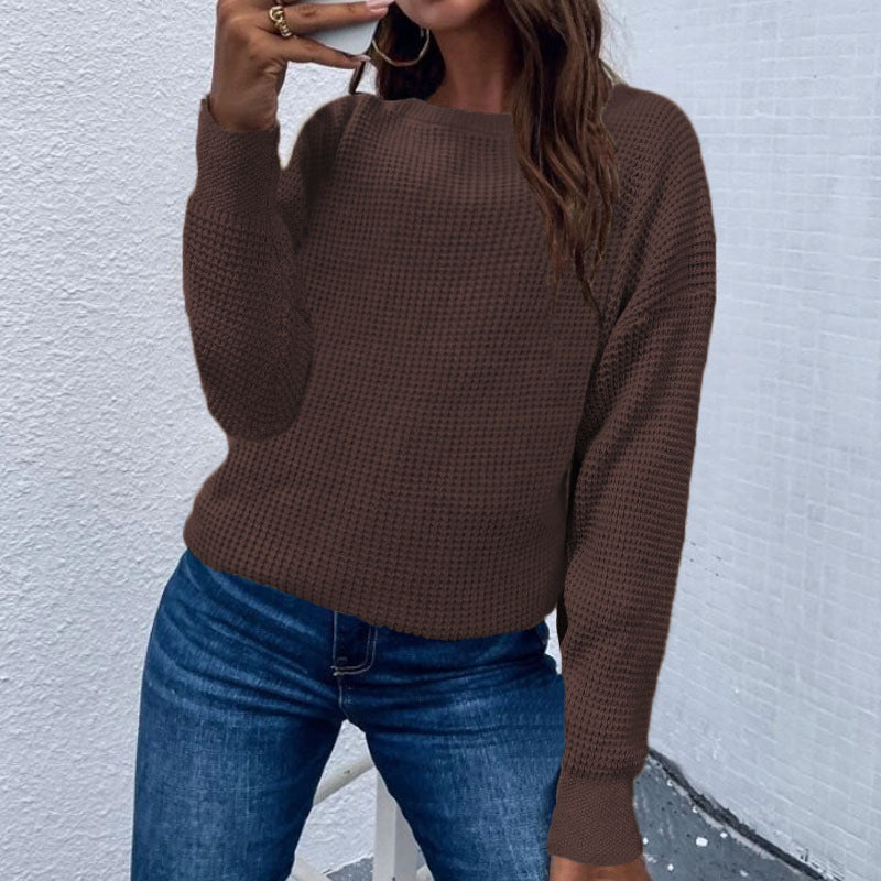 Haut tricoté pull de couleur unie pour femmes