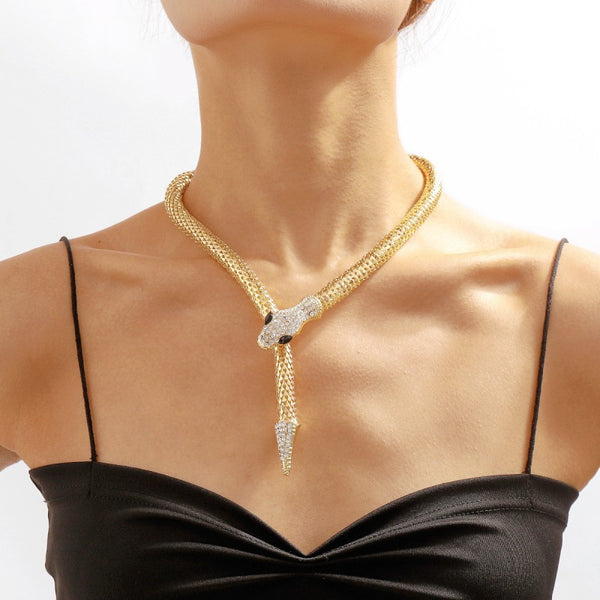 Collier Serpent Exagéré Micro-incrusté Collier Long