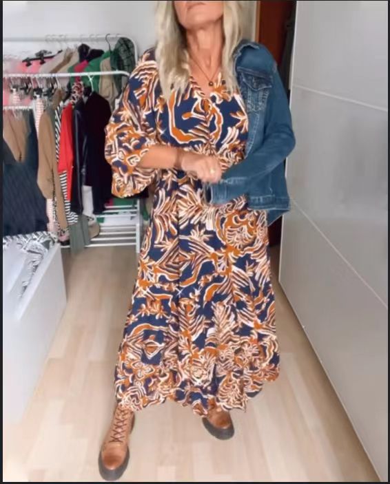 Robe longue amincissante imprimée
