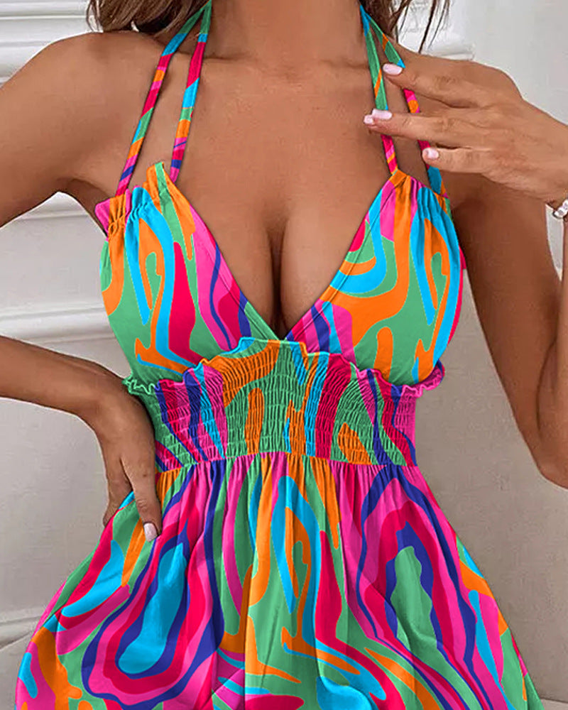 Robe décontractée à bretelles et imprimé floral, très prisée