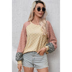 Pull ample en maille texturée à carreaux pour femmes