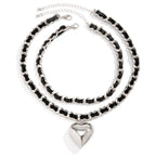 Grand Collier Double Couches Coeur pour Femme Style Punk Urbain Bijoux Tendance