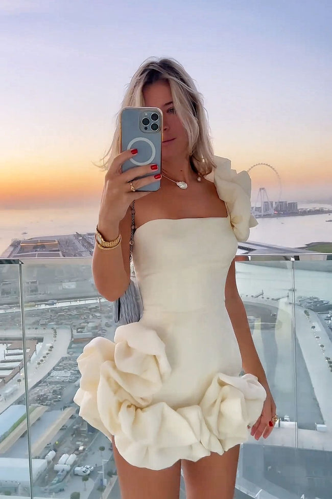 Robe à volants taille froncée pour femme Main Image