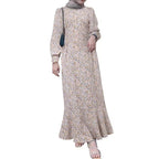 Robe musulmane style bohème à petites fleurs