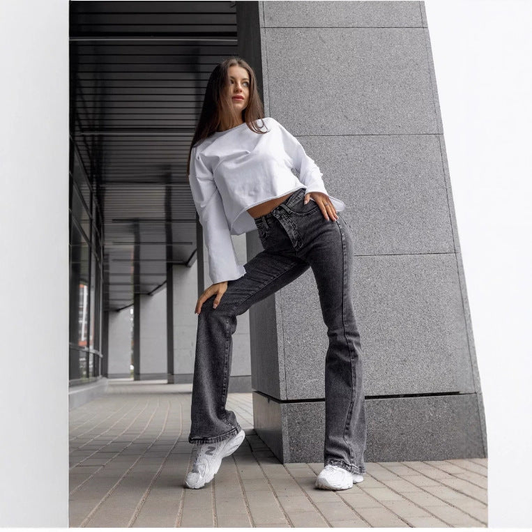 Jeans évasés décontractés et polyvalents pour femme