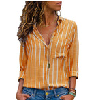 Fashion Multicolor Striped Long-Sleeved Shirt Women