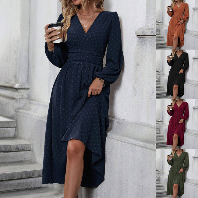 Robe à manches lanternes et taille plissée Hover Image