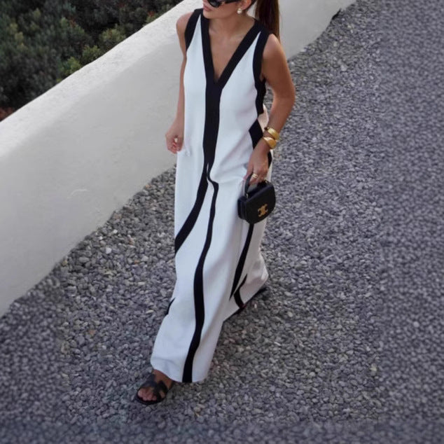 Nouvelle robe décontractée pour femme à couleurs contrastantes Main Image