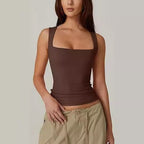 Débardeur côtelé à encolure carrée Vêtements Femme
