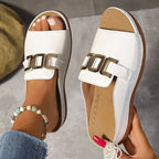 Sandales compensées Ins Chain Chaussures d'été à plateforme pour femme Sandales à bout ouvert Épaisses Chaussures romaines