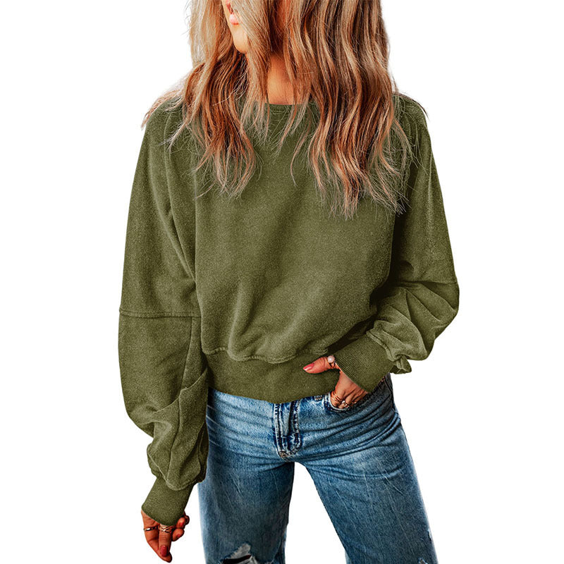 Pull sans dos pour femmes Haut à manches longues de couleur unie pour femmes