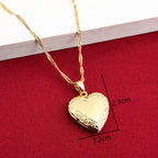 Collier avec pendentif cœur médaillon cadeau Saint-Valentin couleur or 24 carats bijoux fantaisie romantique pour femmes