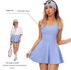 Jupe de tennis de sport de plein air, coupe ajustée, shorts anti-exposition, robe une pièce, dos en résille, tenue de sport fitness pour femmes
