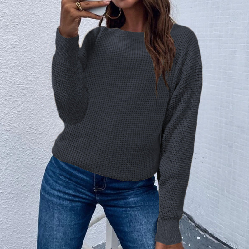 Haut tricoté pull de couleur unie pour femmes