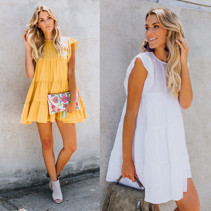 Robe mi-longue Femme Tendance Volants