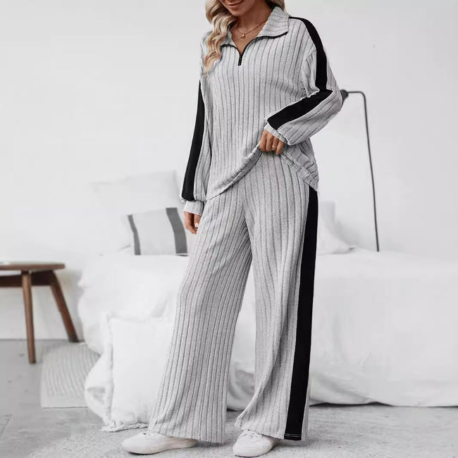 Ensemble deux pièces décontracté pull et pantalon large pour femme grandes tailles Main Image