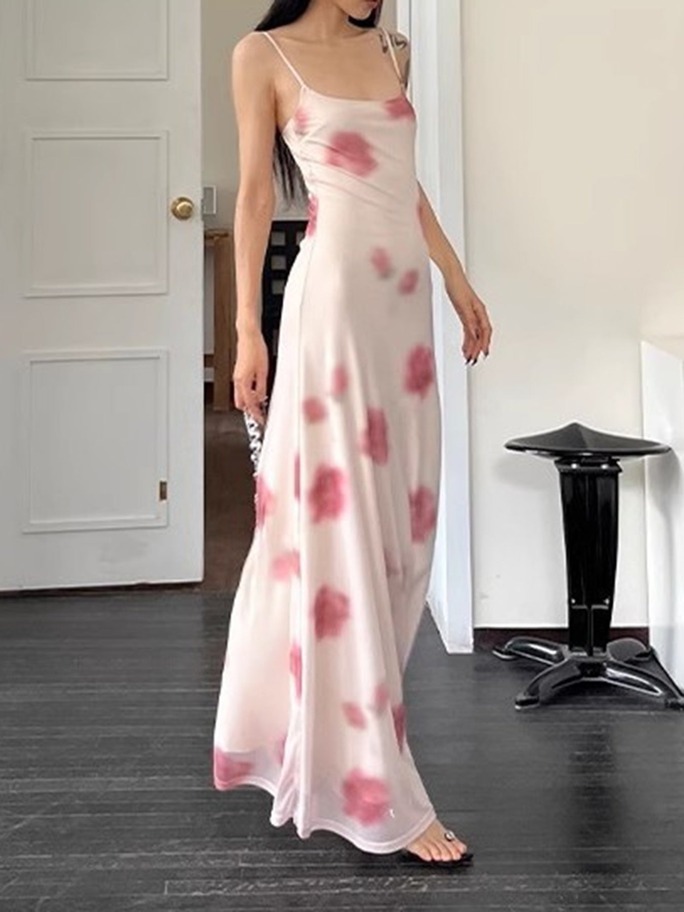 Printed Stretch Mesh Camisole Dress Women