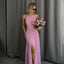 Robe trapèze fendue en laine pour femme
