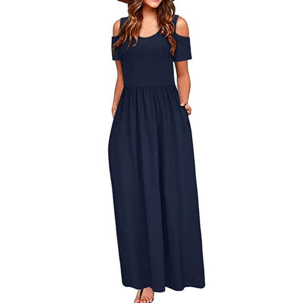 Robe longue à manches courtes imprimé fleurs multicolores