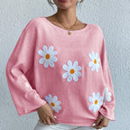Pull en maille ample Sweet Flowers pour femmes