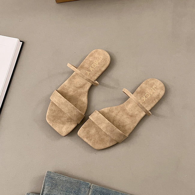 Sandales d'été coréennes à bout carré et ouvert pour femmes Main Image