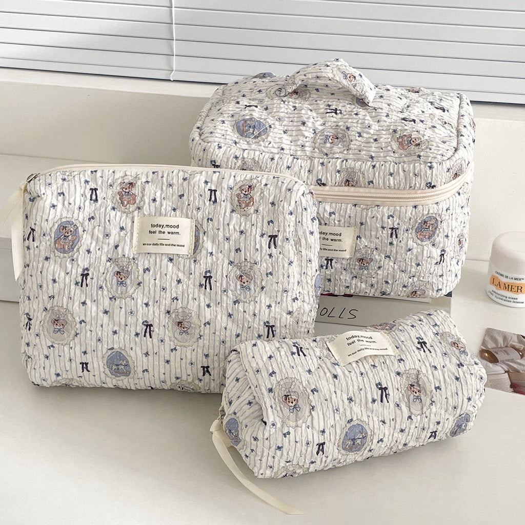 Trousse de maquillage grande capacité à nœud papillon