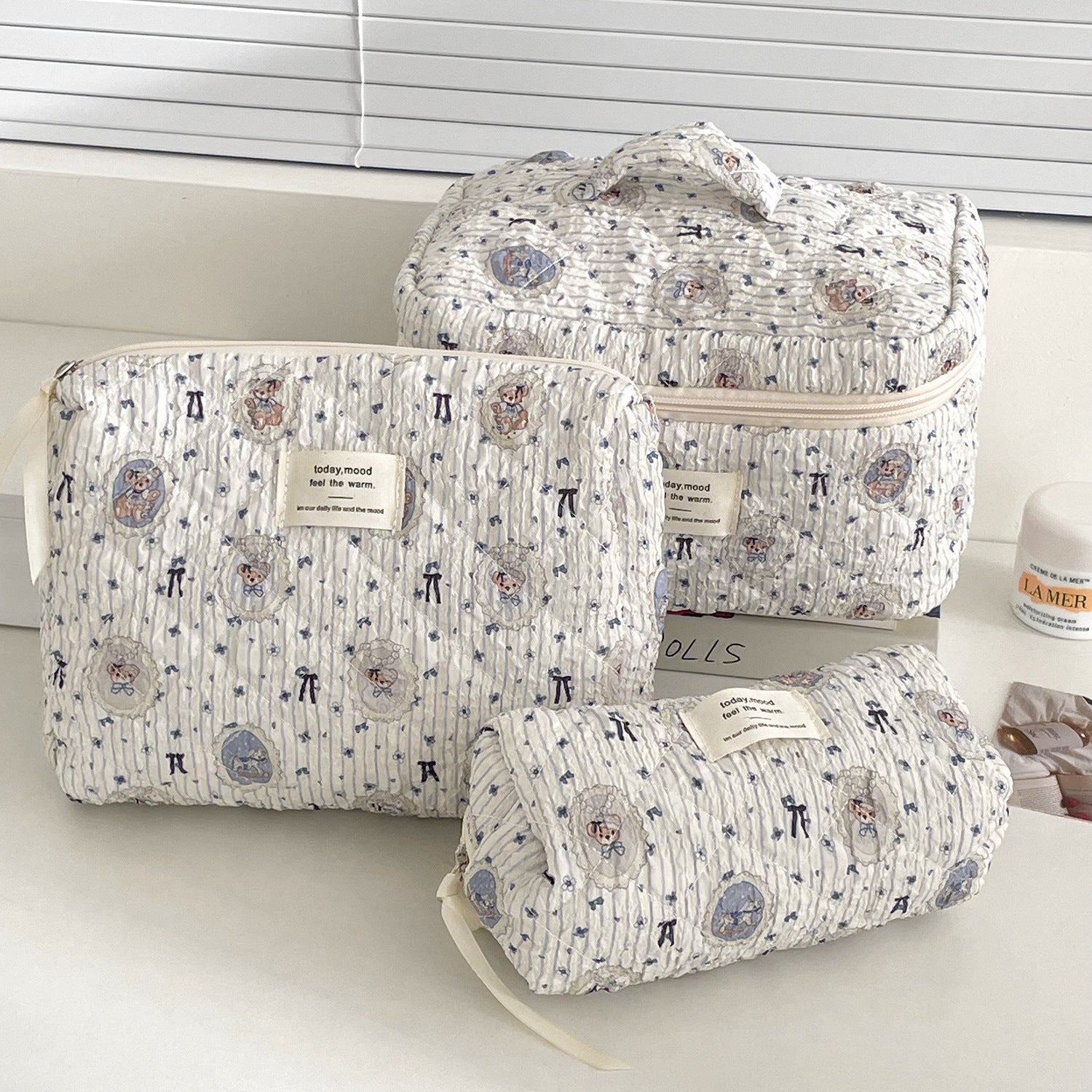 Trousse de maquillage grande capacité à nœud papillon
