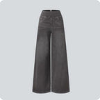 Jean Taille Haute Femme Délavé Coupe Ample Jambe Large