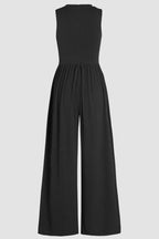 Summer  Casual Loose Slim Fit Wide Leg Trousers Women Sleeveless Vest Jumpsuit Women