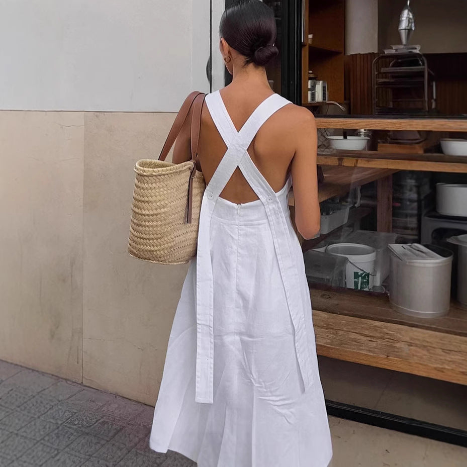 Robe élégante sans dos à bretelles