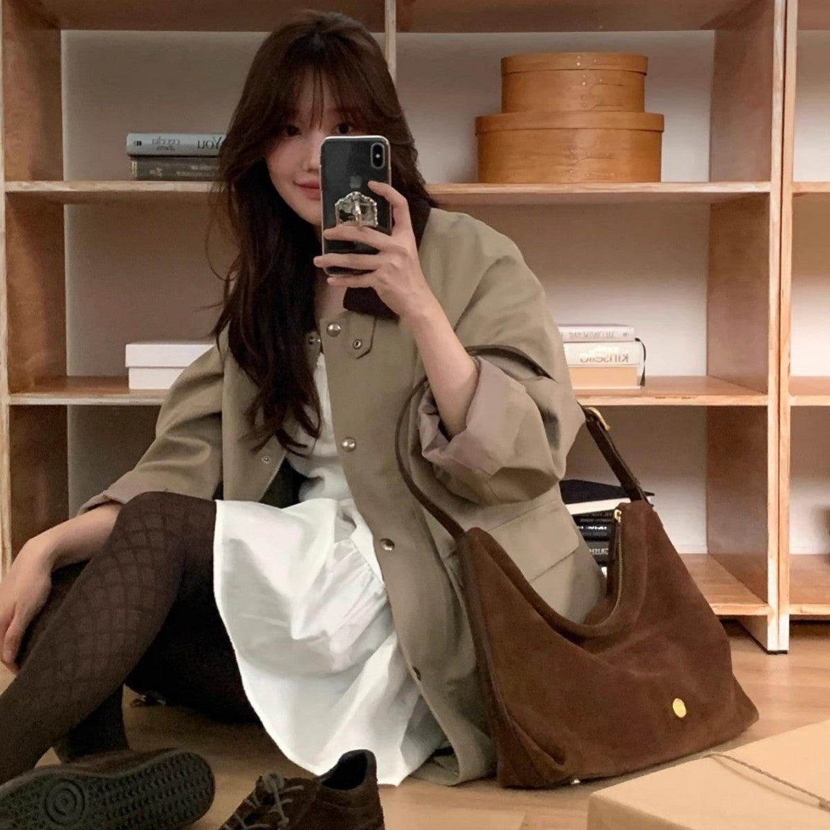 Suede Tote Bag For Women Large-capacity Underarm Or Shoulder Bag