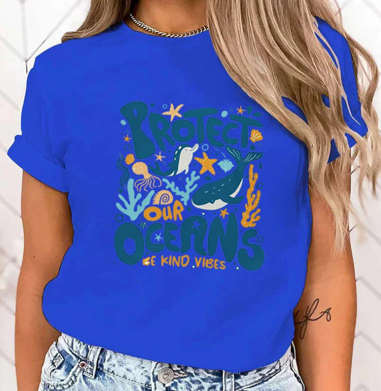 T-shirt Premium Chaud Protégez l'océan Imprimé