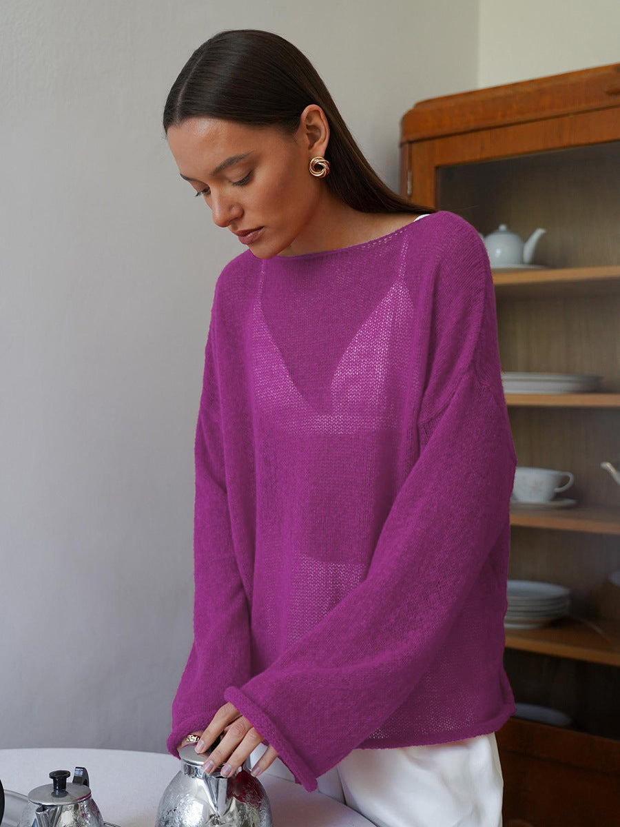 Pull creux fin à manches cloche pour femme