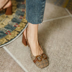 Chaussures à talon épais Baotou colorées pour femmes
