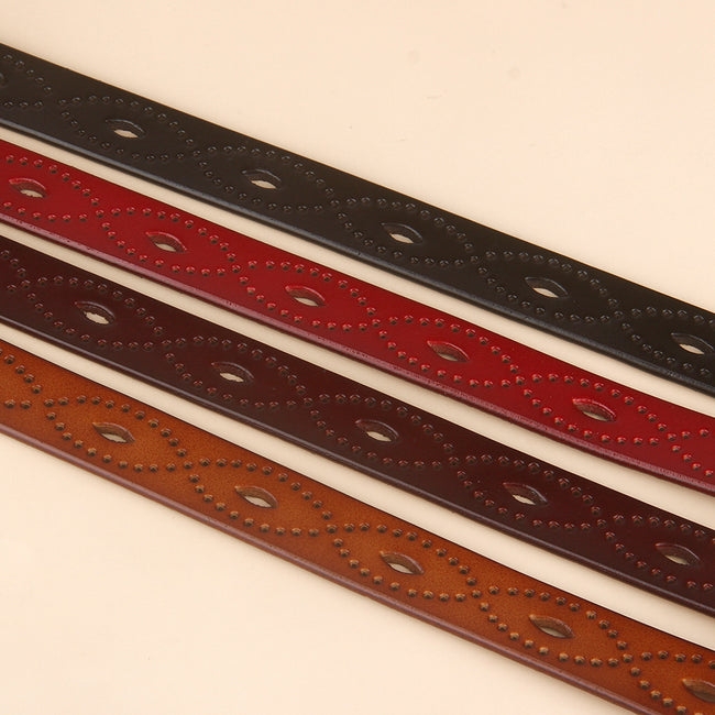 Ceinture creuse vintage en cuir de vachette avec boucle ardillon en cuivre Main Image