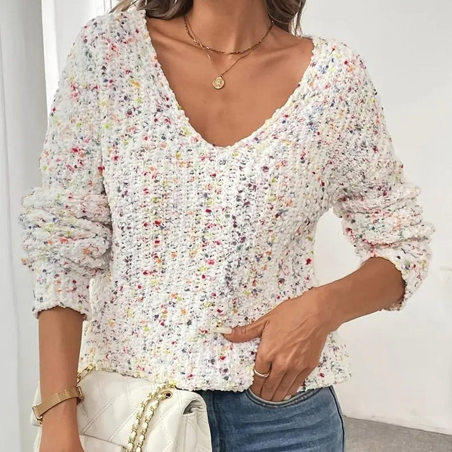 Pull Col V Color Block Femme Hover Image