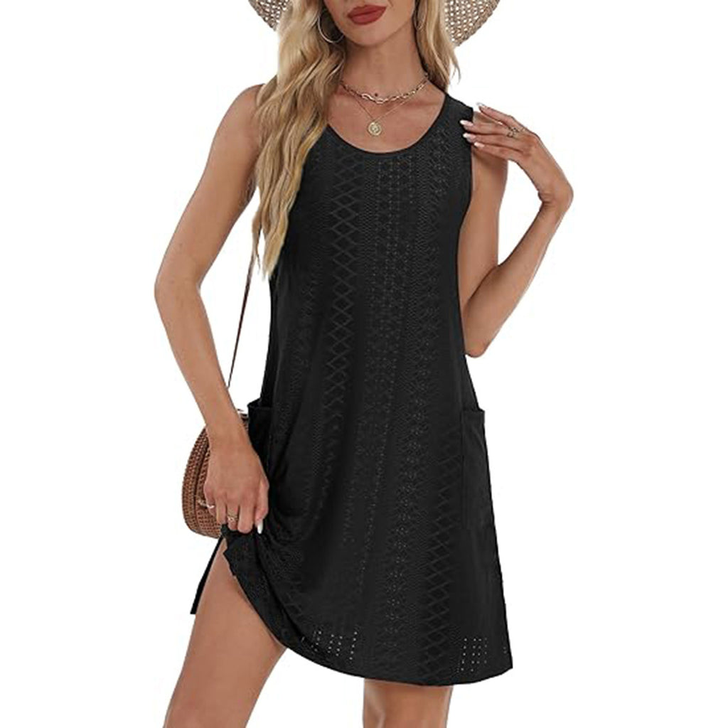 Robe sans manches à poches pour femme