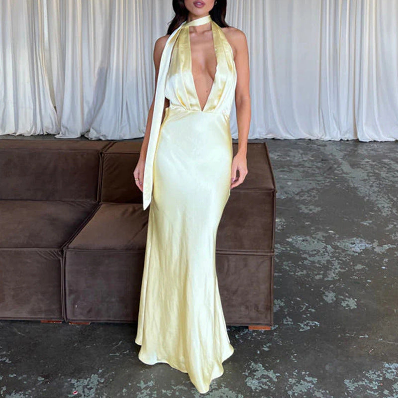 Robe longue unie pour femme