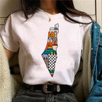 Palestine T-shirts Femme Bande dessinée Japonaise T-shirt Femme Drôle