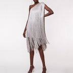 Robe de soirée élégante à jupe à pompons