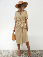 Robe courte à manches courtes pour femme, coupe ventre
